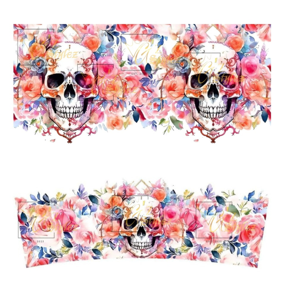 40oz Floral Skull digital download