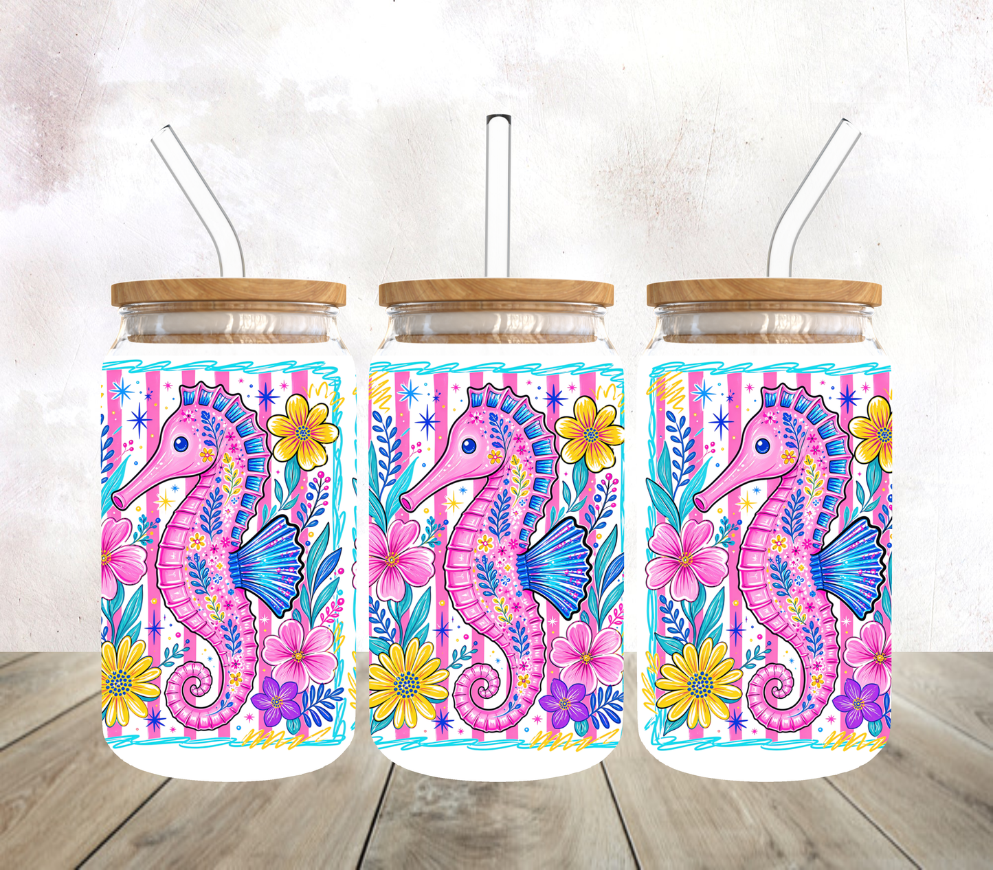 16oz sea horse  wrap digital download